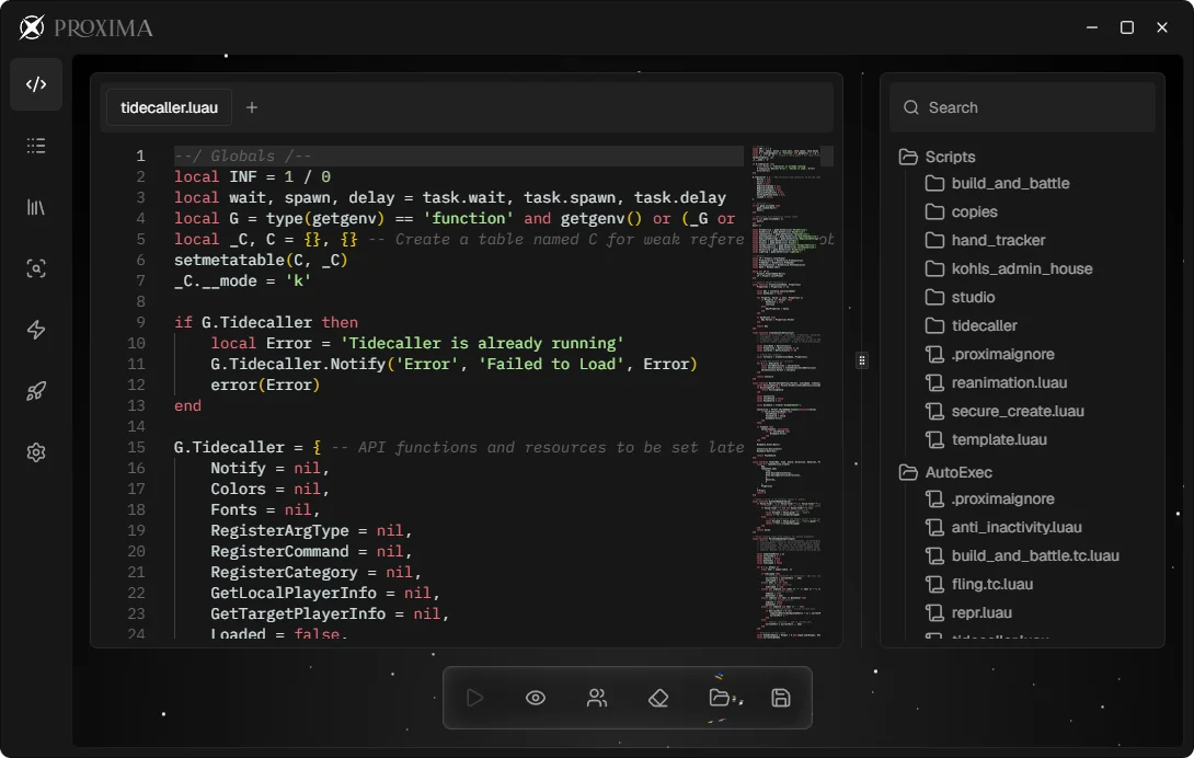Proxima interface screenshot